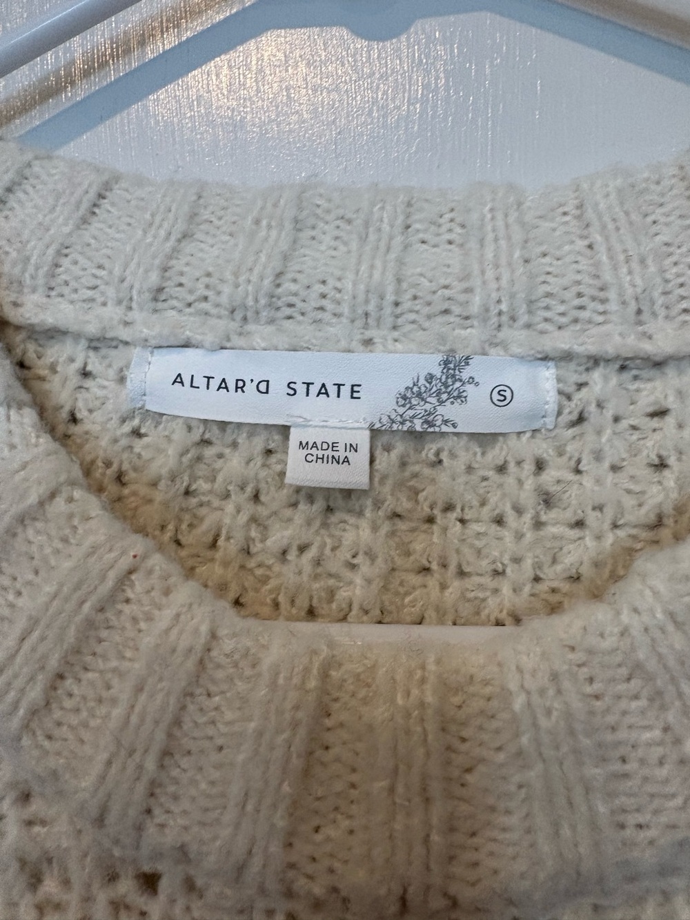 GUC- Altar’d State Cream Pearl-Embellished Women's Sweater, S - Picture 3 of 10